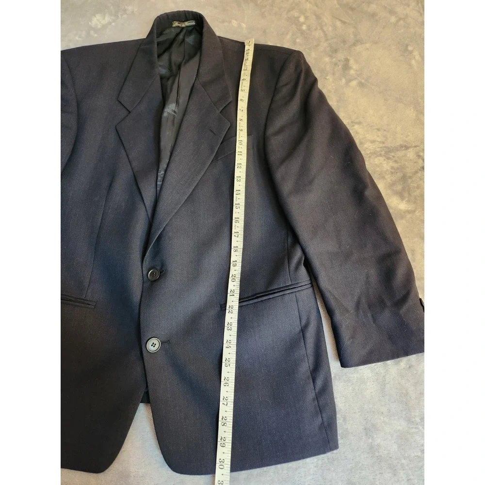 Yves Saint Laurent Blazer Mens 38 Navy Blue 100% Wool Sport Coat Jacket YSL